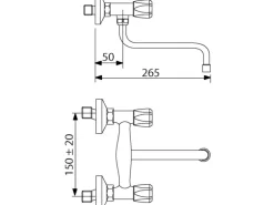 Sanitop-Wingenroth Wand-Zweigriff-Küchenarmatur Standard Plus Chrom
