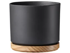 Scheurich Übertopf mit Holzuntersetzer 799 Ø 19 cm Anthrazit Matt