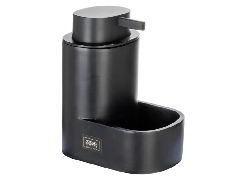 Schöner Wohnen Seifenspender Shila mit Schwammhalter Schwarz