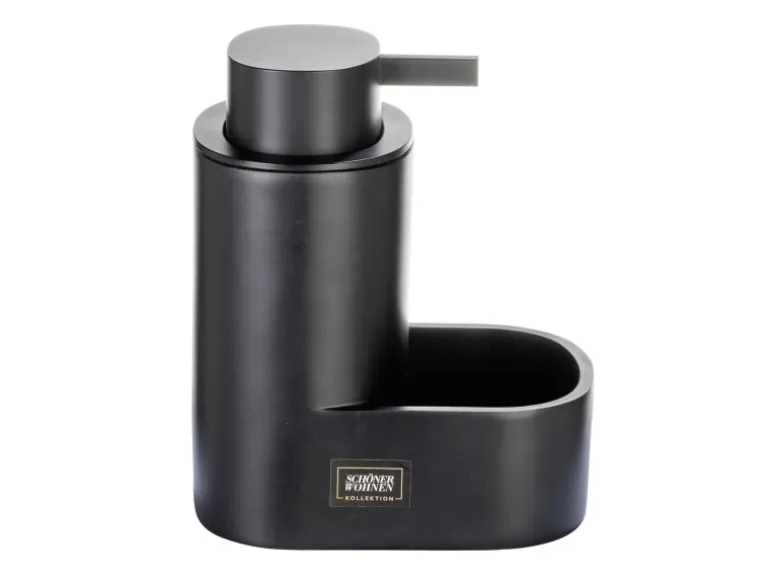 Schöner Wohnen Seifenspender Shila mit Schwammhalter Schwarz
