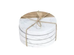 Schöner Wohnen Untersetzer-Set Marnie Marmor & Akazien Weiß-Braun 4-teilig