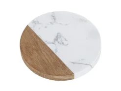 Schöner Wohnen Untersetzer-Set Marnie Marmor & Akazien Weiß-Braun 4-teilig