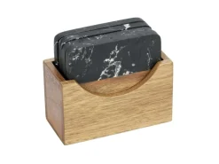 Schöner Wohnen Untersetzer-Set Atami Marmor und Akazienholz Schwarz-Braun 5-tlg.