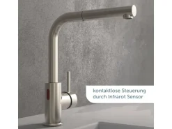 Schütte Sensor-Spültischarmatur Vital mit Herausziehbarem Auslauf Edelstahl