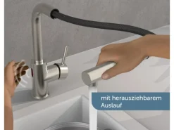 Schütte Sensor-Spültischarmatur Vital mit Herausziehbarem Auslauf Edelstahl