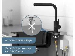 Schütte Sensor-Spültischarmatur Vital mit Herausziehbarem Auslauf Schwarz Matt