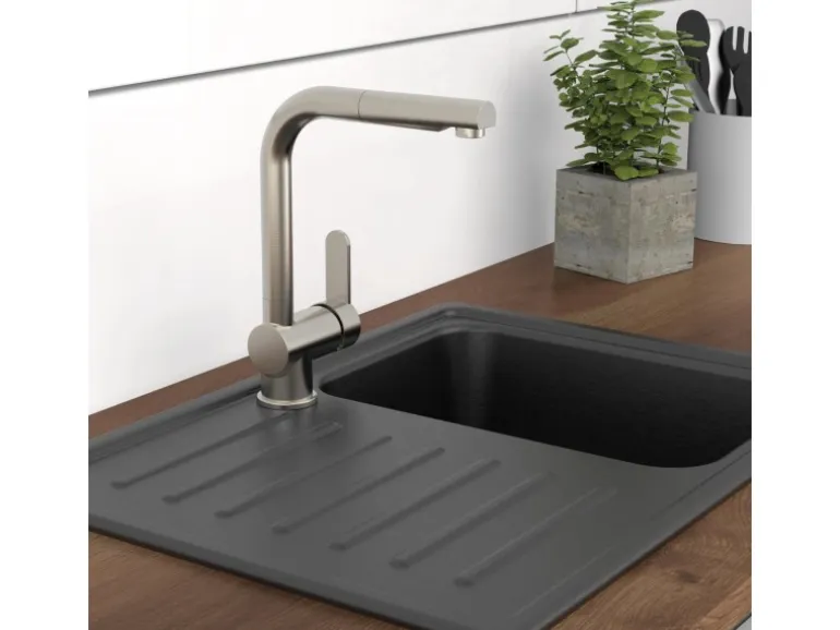 Schütte Spültischarmatur mit Herausziehbarem Auslauf London Edelstahloptik