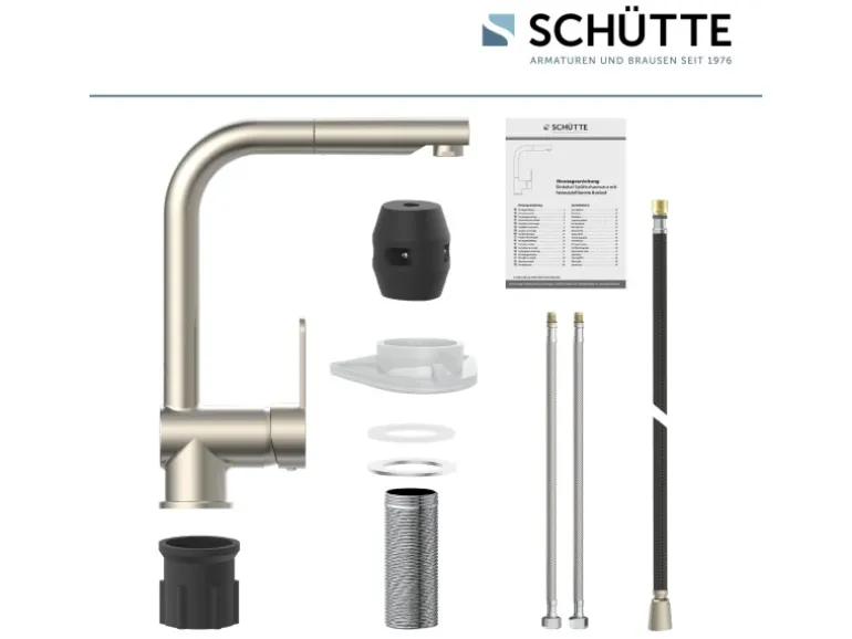 Schütte Spültischarmatur mit Herausziehbarem Auslauf London Edelstahloptik