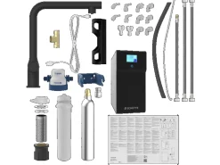 Schütte Sprudelwasser-Spültischarmatur-Set Aquastar Premium Schwarz Matt