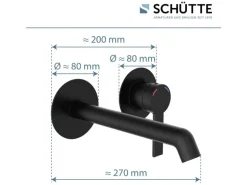 Schütte Waschtischarmatur Los Angeles für Wandmontage Schwarz Matt