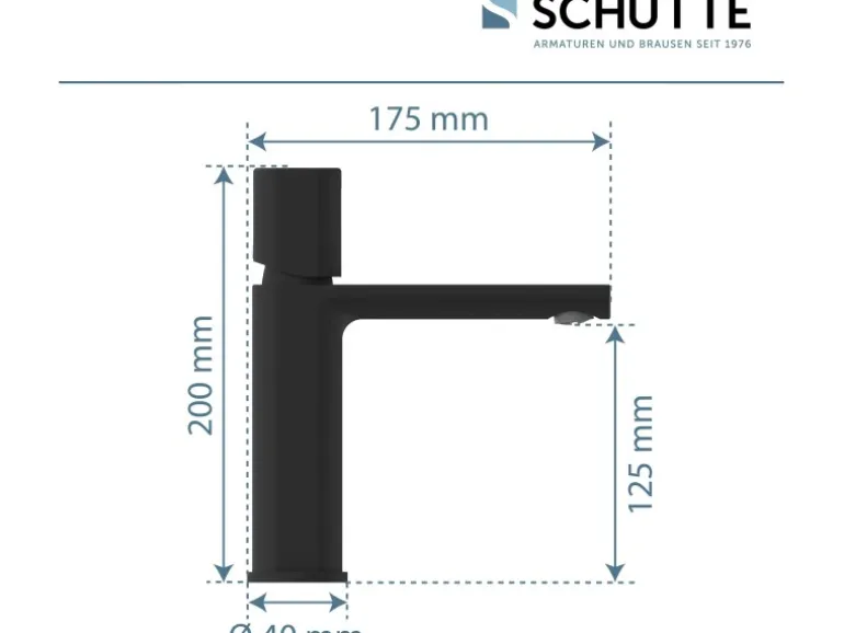 Schütte Waschtischarmatur New York Schwarz Matt