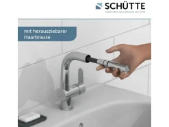 Schütte Waschtischarmatur London mit Herausziehbarer Haarbrause Chrom