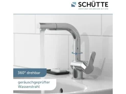 Schütte Waschtischarmatur London mit Herausziehbarer Haarbrause Chrom