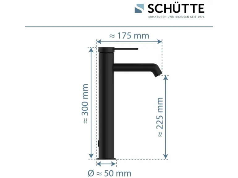 Schütte Waschtischarmatur Los Angeles für Aufsatzwaschbecken Schwarz Matt