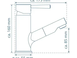 Schütte Waschtischarmatur Cornwall mit Herausziehbarer Haarbrause Chrom