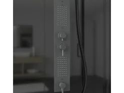 Schulte ExpressPlus Komplettdusche-Schiebetür Bali Mattschwarz 215 cm x 115 cm