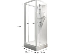 Schulte Komplettduschkabine Juist mit Schiebetür Weiß 210x80x80 cm