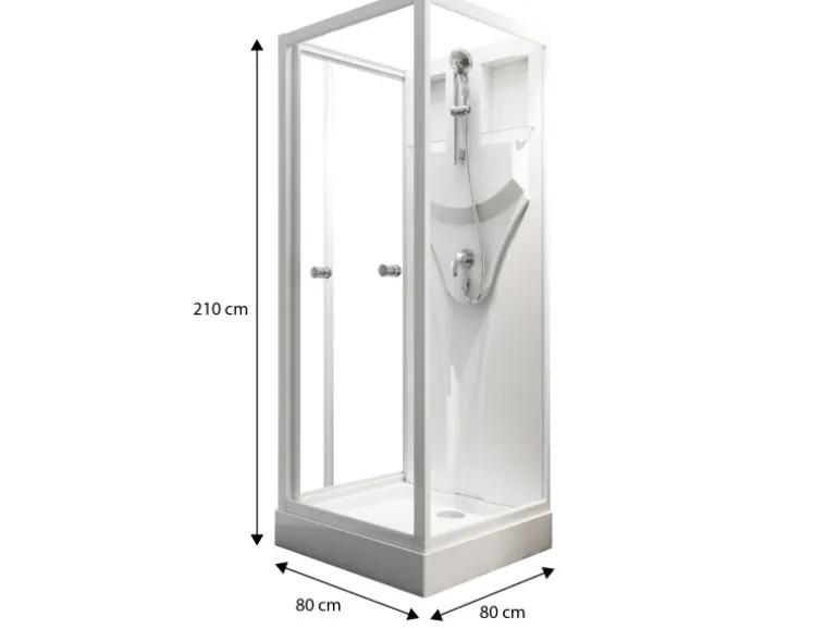 Schulte Komplettduschkabine Juist mit Schiebetür Weiß 210x80x80 cm