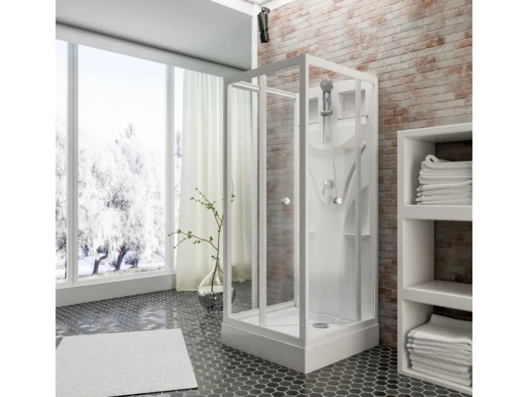 Schulte Komplettduschkabine Juist mit Schiebetür Weiß 80 x 80 x 190 cm