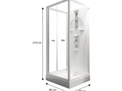 Schulte Komplettduschkabine Juist mit Schiebetür Weiß 210x90x90 cm