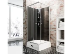 Schulte Komplettduschkabine Korfu II mit Boiler Pumpe Alu-Natur Schwarz