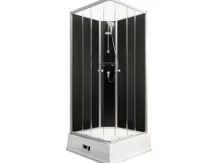 Schulte Komplettduschkabine Korfu II mit Boiler Pumpe Alu-Natur Schwarz