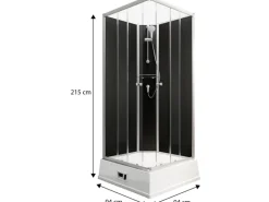 Schulte Komplettduschkabine Korfu II mit Boiler Pumpe Alu-Natur Schwarz