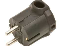 Schutzkontakt Flachstecker mit seitlicher Einführung Schwarz