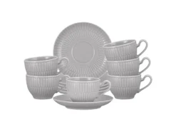 Seltmann Weiden Amina Espressotasse mit Untertasse 100 ml 6er Set Silbergrau