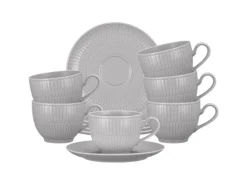 Seltmann Weiden Amina Kaffeetasse mit Untertasse 250 ml 6er Set Silbergrau