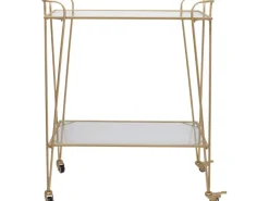 Servierwagen 87,5 cm x 69,5 cm x 35 cm Goldfarben