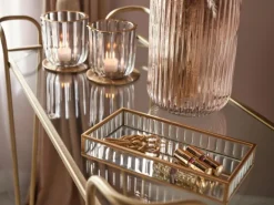 Servierwagen 87,5 cm x 69,5 cm x 35 cm Goldfarben