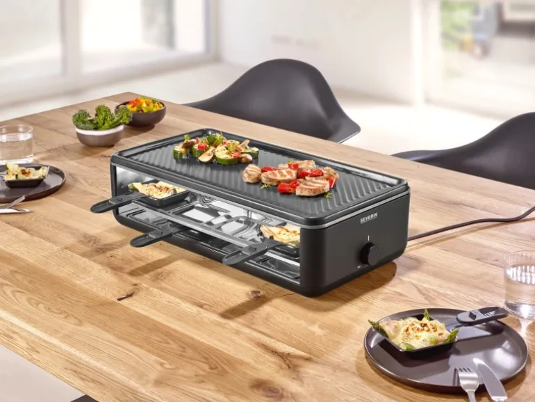 Severin Raclette-Grill RG 2365 Black Line Lite mit Grillplatte 1.300 W