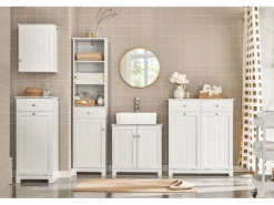 SoBuy Badezimmerschrank Hängeschrank Wandschrank Weiß BZR19-W