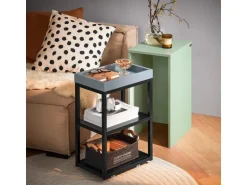 SoBuy Beistelltisch Satztisch Couchtisch mit Rollen Stapelbar Grün FBT145-GR