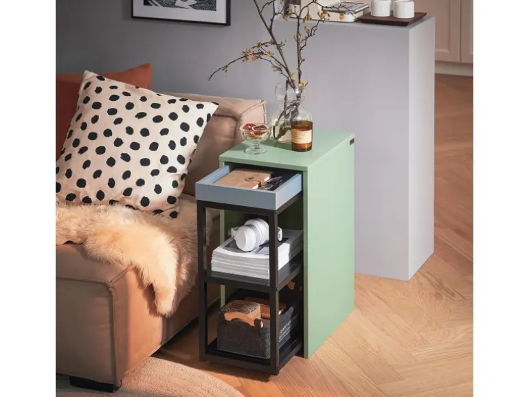 SoBuy Beistelltisch Satztisch Couchtisch mit Rollen Stapelbar Grün FBT145-GR