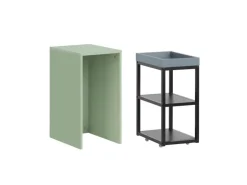 SoBuy Beistelltisch Satztisch Couchtisch mit Rollen Stapelbar Grün FBT145-GR