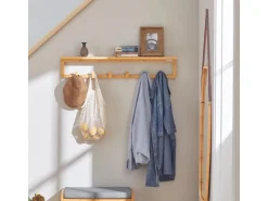 SoBuy Flurgarderobe Wandgarderobe Handtuchhalter aus Bambus FHK06-N