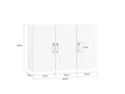 SoBuy Hängeschrank Badezimmerschrank mit Verstellbarem Regal 90x60x30cm Weiß FRG231-L-W