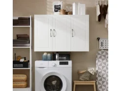 SoBuy Hängeschrank Badezimmerschrank mit Verstellbarem Regal 90x60x30cm Weiß FRG231-L-W