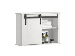 SoBuy Hängeschrank mit Schiebetür Wandschrank Badezimmerschrank BZR71-W