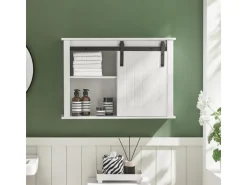 SoBuy Hängeschrank mit Schiebetür Wandschrank Badezimmerschrank BZR71-W