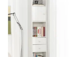 SoBuy Hochschrank mit Schubladen und Türen Holz Weiß STR10-W