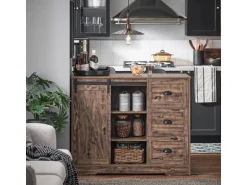 SoBuy Kücheninsel Freistehend Küchenschrank Sideboard Vintagebraun KNL08-N