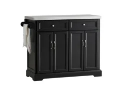 SoBuy Kücheninsel Küchenwagen Küchenschrank Servierwagen Schwarz FKW71-SCH