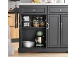 SoBuy Kücheninsel Küchenwagen Küchenschrank Servierwagen Schwarz FKW71-SCH