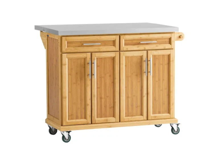 SoBuy Kücheninsel Küchenwagen Küchenschrank Servierwagen Bambus 115cm FKW69-N
