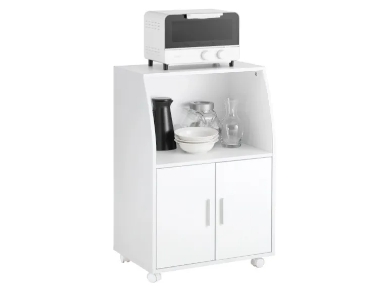 SoBuy Küchenschrank Mikrowellenschrank mit 2 Ablagen und 2 Türen FRG241-W