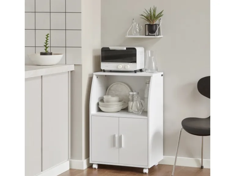 SoBuy Küchenschrank Mikrowellenschrank mit 2 Ablagen und 2 Türen FRG241-W