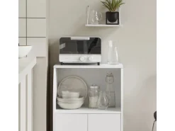 SoBuy Küchenschrank Mikrowellenschrank mit 2 Ablagen und 2 Türen FRG241-W